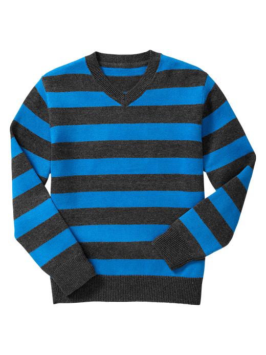 1 of 8 showing, with the color blue lightning of product Striped V-neck sweater