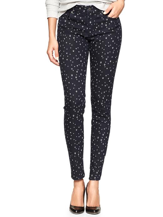1 of 8 showing, with the color indigo polka dot of product 1969 dot legging skimmer jeans