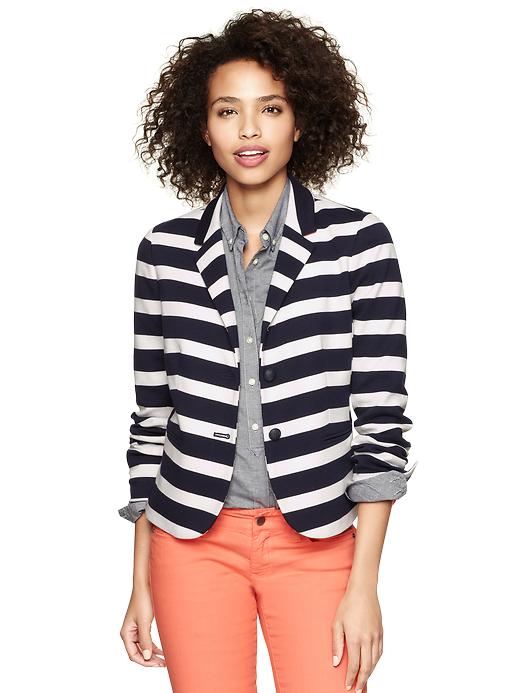 View large product image 1 of 1. Striped ponte academy blazer