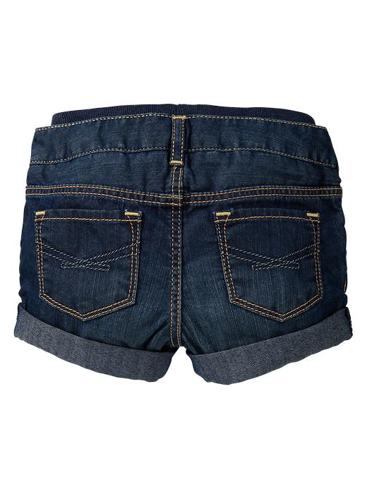 2 of 8 showing, with the color denim of product Knit-waist denim shorts