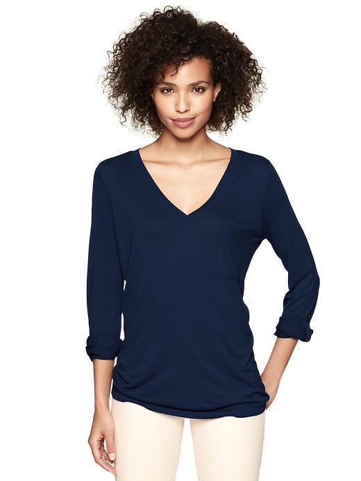 1 of 8 showing, with the color true indigo of product Fluid roll-sleeve T