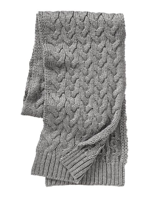 1 of 8 showing, with the color light gray heather of product Cable knit scarf