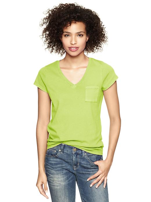 1 of 8 showing, with the color active yellow of product Essential V-neck pocket T