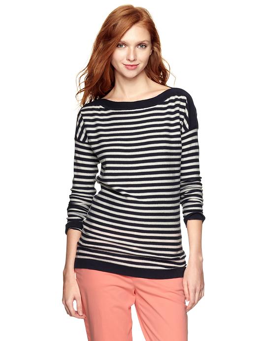 1 of 8 showing, with the color true indigo of product Striped boatneck sweater