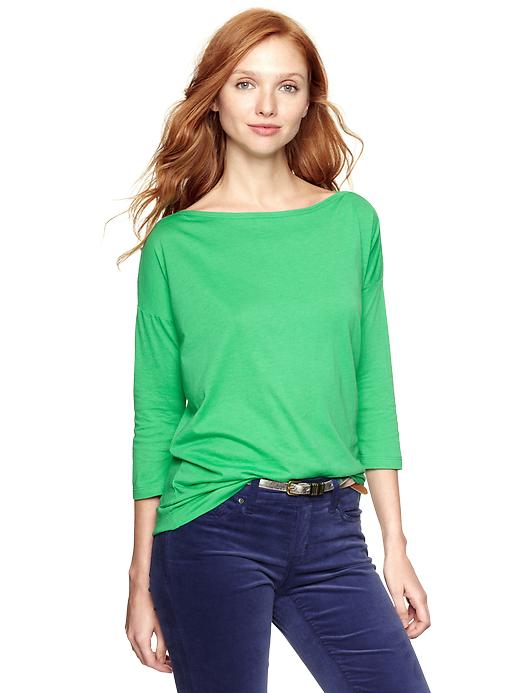 1 of 8 showing, with the color new kelly green of product Luxe boatneck tee