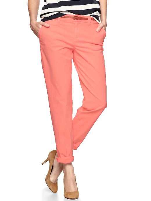 1 of 8 showing, with the color neon peach of product Broken-in straight khakis
