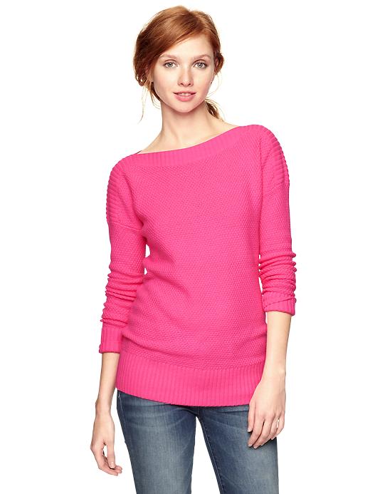 1 of 8 showing, with the color neon double pink of product Moss stitch boatneck sweater