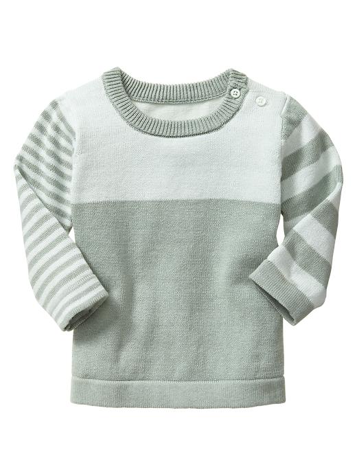 1 of 8 showing, with the color sage tint of product Striped colorblock sweater