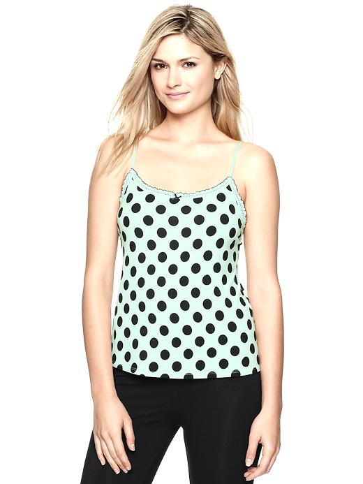 1 of 8 showing, with the color bleached aqua of product Modal ruffle cami