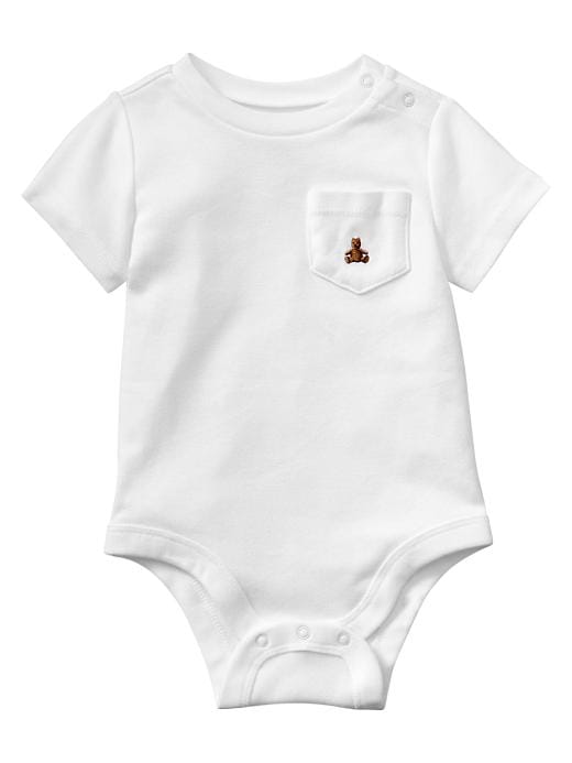 1 of 8 showing, with the color white of product Embroidered pocket bodysuit