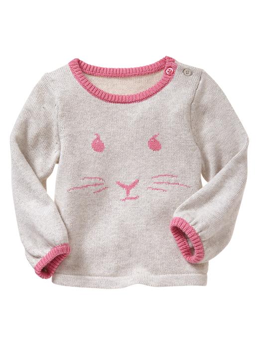1 of 8 showing, with the color kitty of product Intarsia rabbit sweater