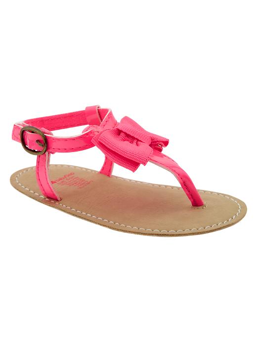1 of 8 showing, with the color pink light of product T-strap bow sandals