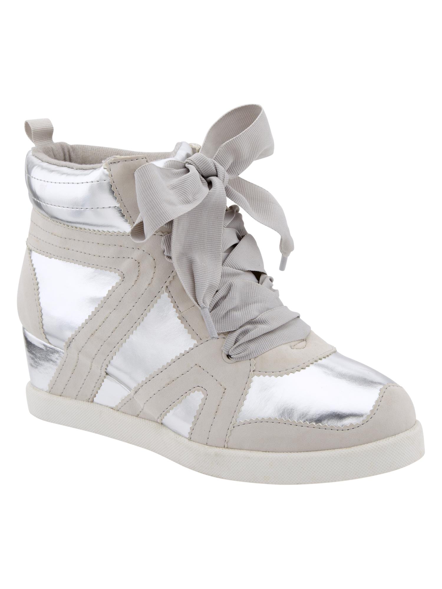 Ash Lace Up Wedge Sneakers Sz 39 Eu Us 8.5 Metallic Silver Punk Rock  Studded | eBay