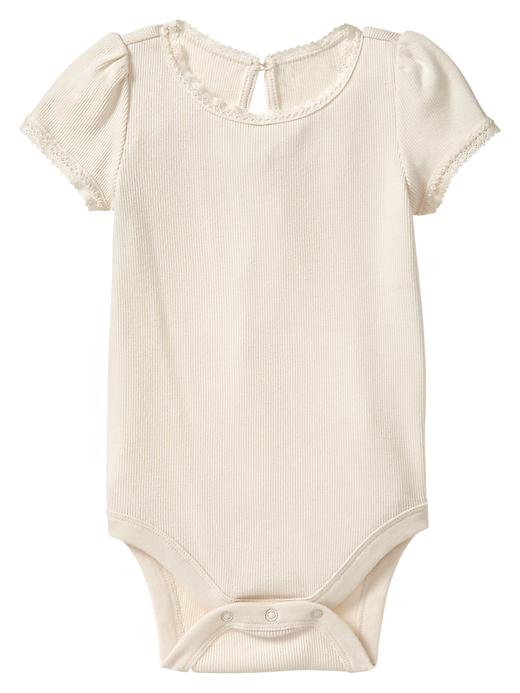 1 of 8 showing, with the color ivory frost of product Ribbed lace bodysuit