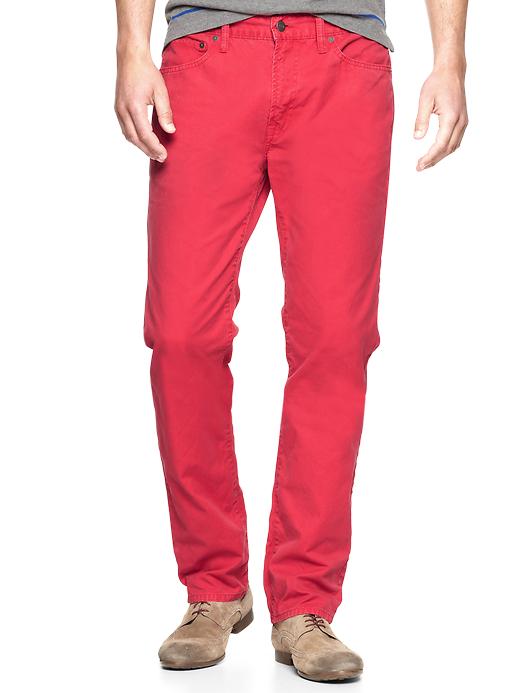 1 of 8 showing, with the color cranberry red of product 1969 slim canvas (garment-dyed wash)