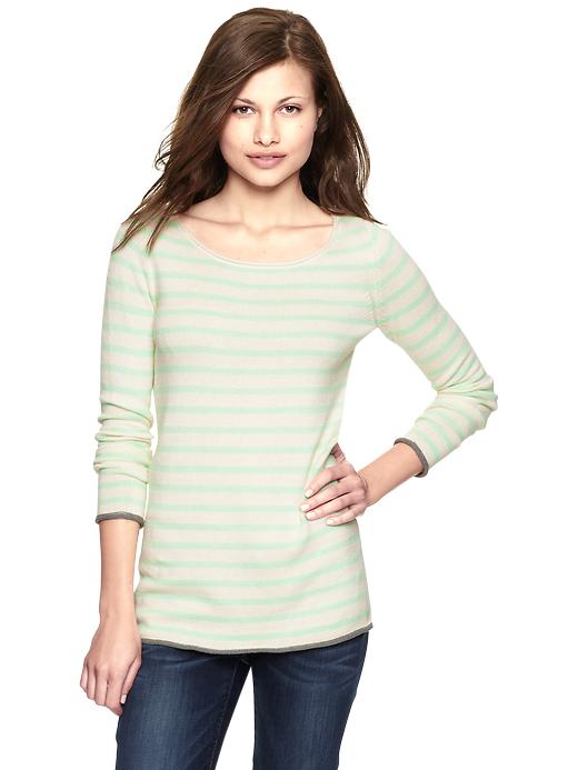 1 of 8 showing, with the color icy mint of product Tipped roll-edge stripe sweater