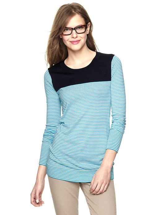 1 of 8 showing, with the color turquoise joy of product Colorblock striped tunic