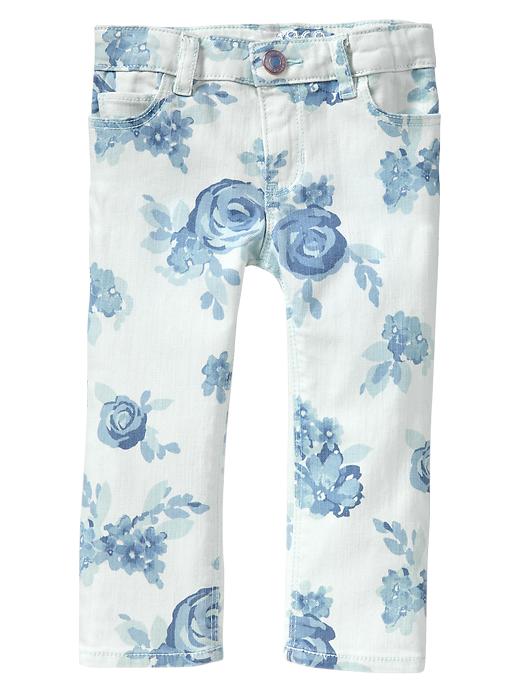 1 of 8 showing, with the color new chalk of product Floral printed skinny jeans