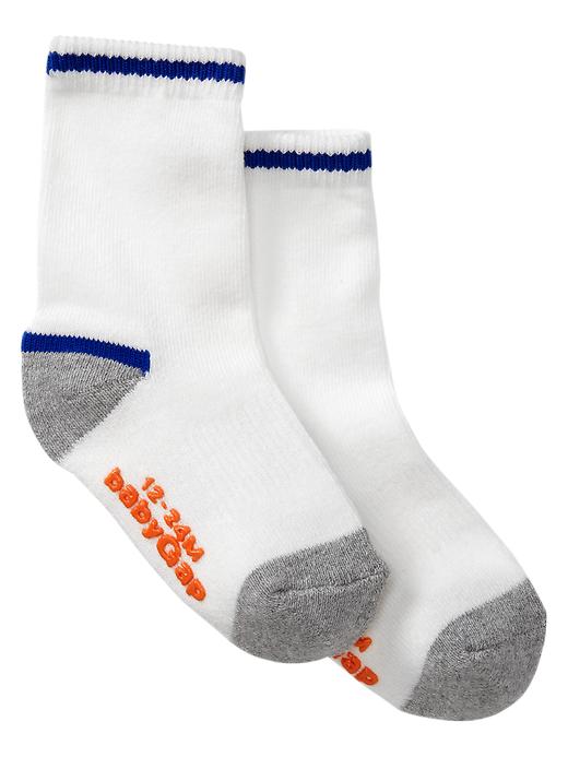 1 of 8 showing, with the color off white of product Tipped crew socks