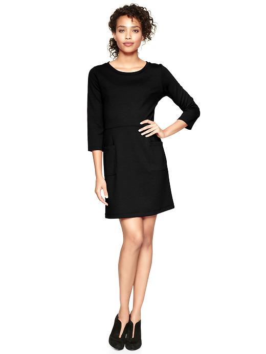 1 of 8 showing, with the color true black knit of product Ponte pocket dress