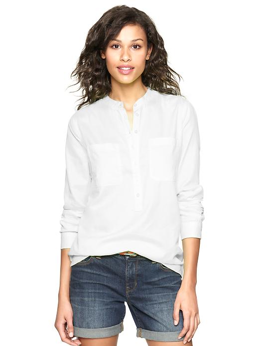 1 of 8 showing, with the color white of product Sateen popover pocket shirt