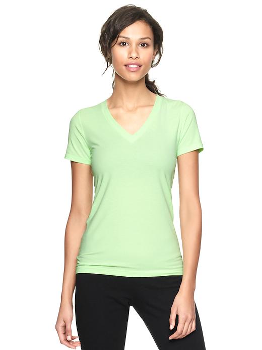 1 of 8 showing, with the color neon mint green of product GapFit Breathe V-neck tee