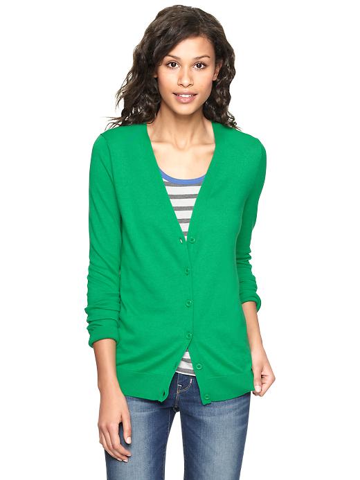 1 of 8 showing, with the color new kelly green of product Luxlight V-neck cardigan