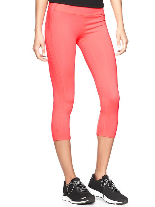 1 of 8 showing, with the color neon coral sprint of product GapFit gFast capris