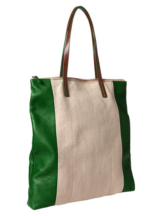 1 of 8 showing, with the color extremely green of product Two-tone canvas tote