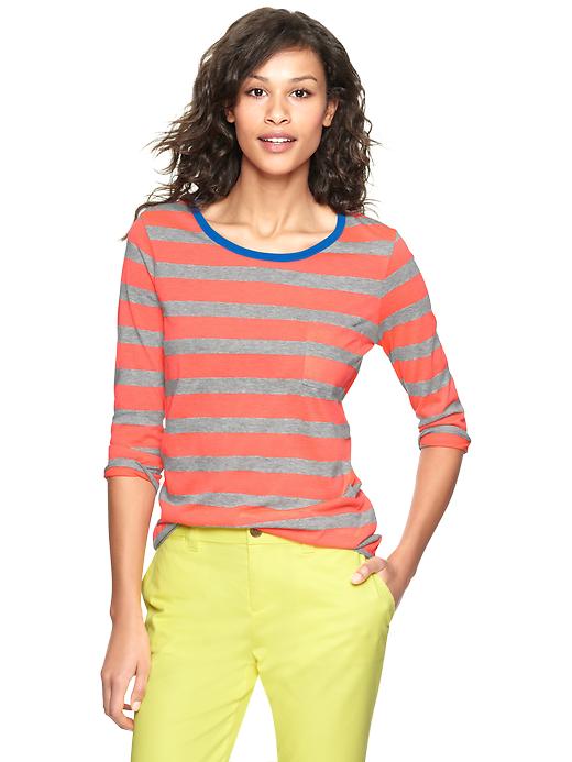 1 of 8 showing, with the color diva pink of product Luxe jersey striped ringer T