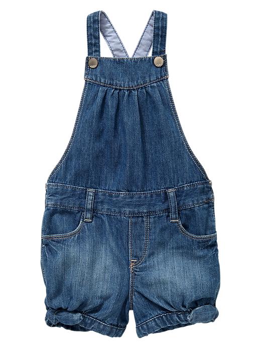 1 of 8 showing, with the color indigo of product Denim overall shorts