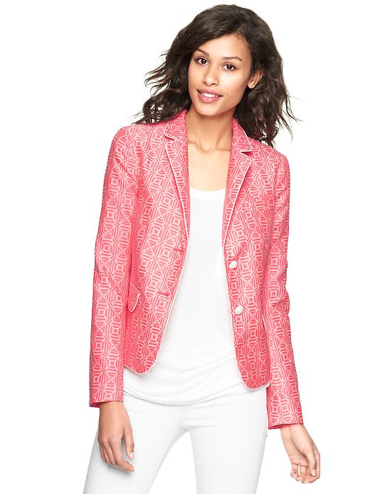 1 of 8 showing, with the color neon pink of product Jacquard academy blazer