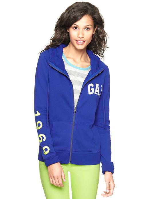 1 of 8 showing, with the color becca blue of product Arch logo hoodie
