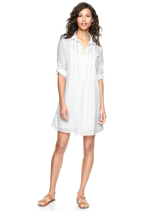 1 of 8 showing, with the color white of product Embroidered pintuck dress