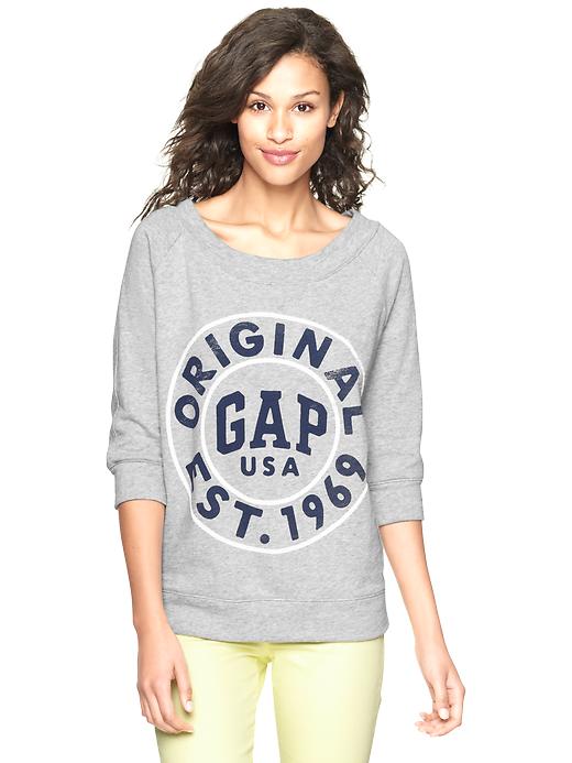 1 of 8 showing, with the color light heather gray of product Arch logo terry pullover