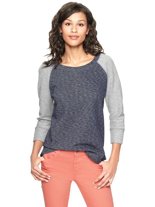 1 of 8 showing, with the color dark night of product Reverse terry raglan pullover