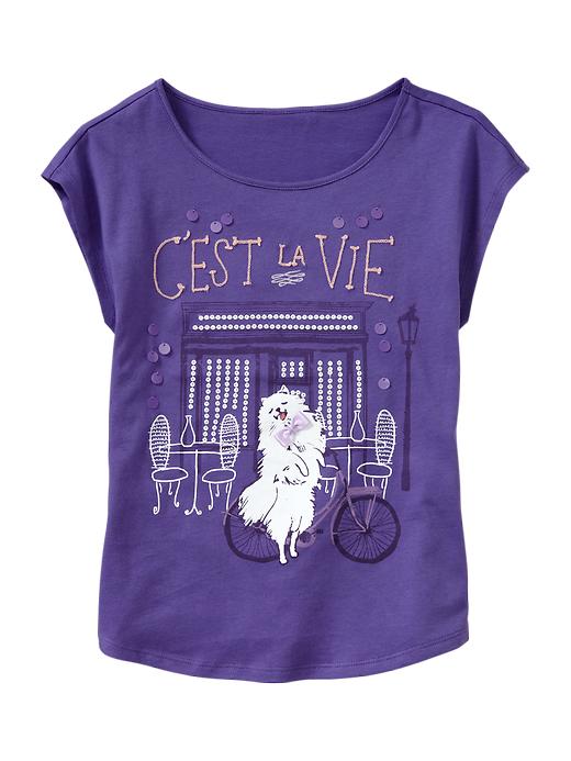 1 of 8 showing, with the color violet of product Embellished Paris graphic T