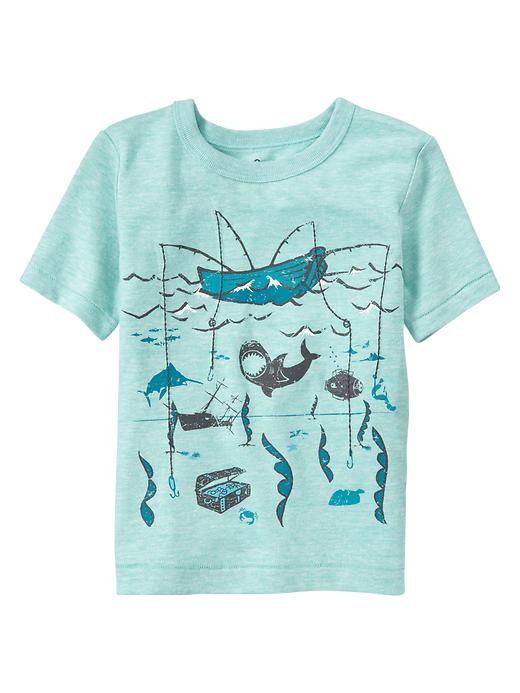 1 of 8 showing, with the color water garden green of product Embroidered graphic crewneck T