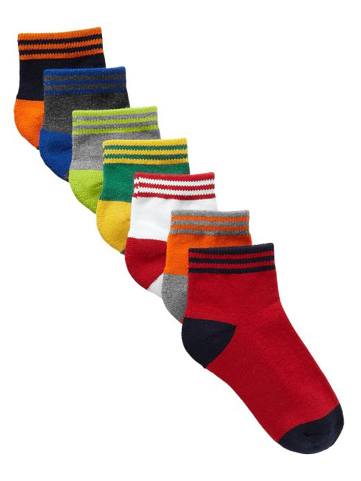 1 of 8 showing, with the color sb205 multi of product Contrast striped 1/4-topsocks (7-pack)