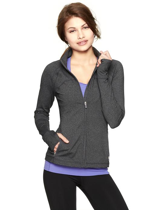 1 of 8 showing, with the color charcoal gray of product GapFit full-zip heathered jacket