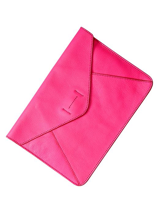 1 of 8 showing, with the color neon pink of product Leather envelope clutch