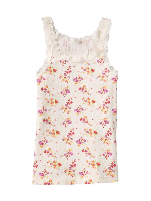 1 of 8 showing, with the color white of product Ribbed lace tank