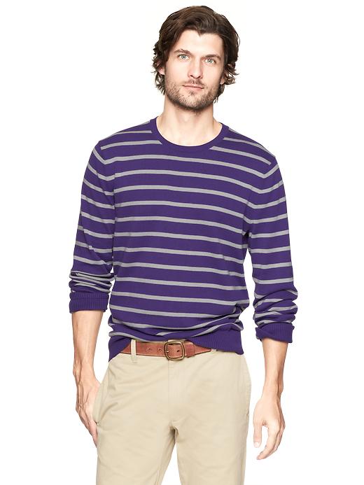 1 of 8 showing, with the color stadium purple of product Striped crewneck sweater