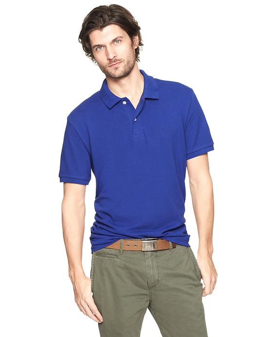 1 of 8 showing, with the color rolling bay blue of product Modern pique polo