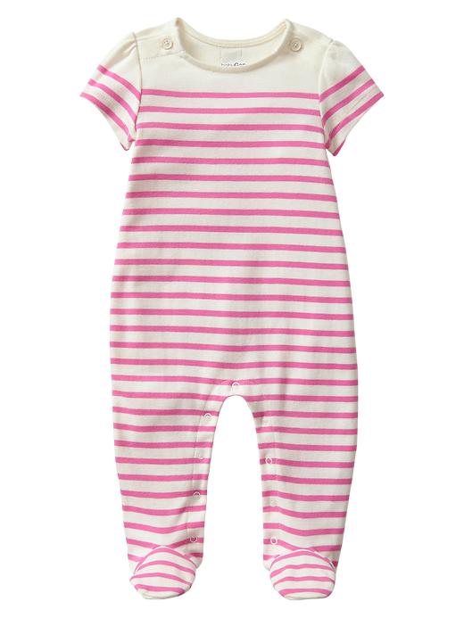 1 of 8 showing, with the color neon double pink of product Striped footed button one-piece
