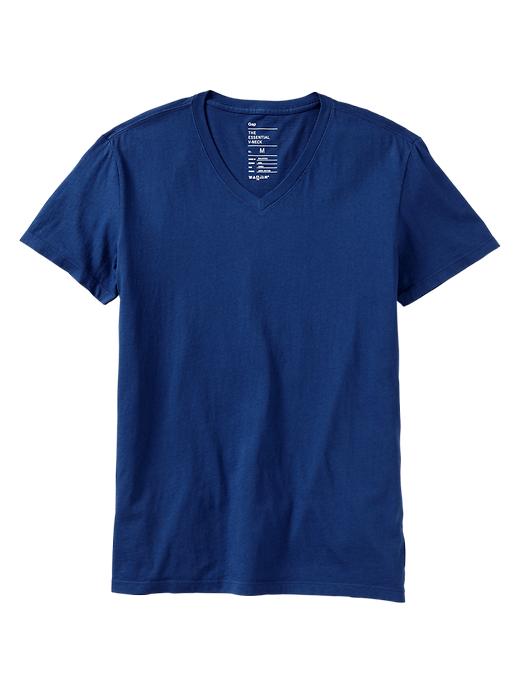 1 of 8 showing, with the color deep cobalt of product Essential V-neck t-shirt