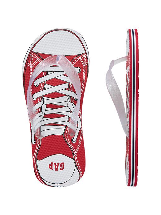 1 of 8 showing, with the color pure red of product Graphic flip flops
