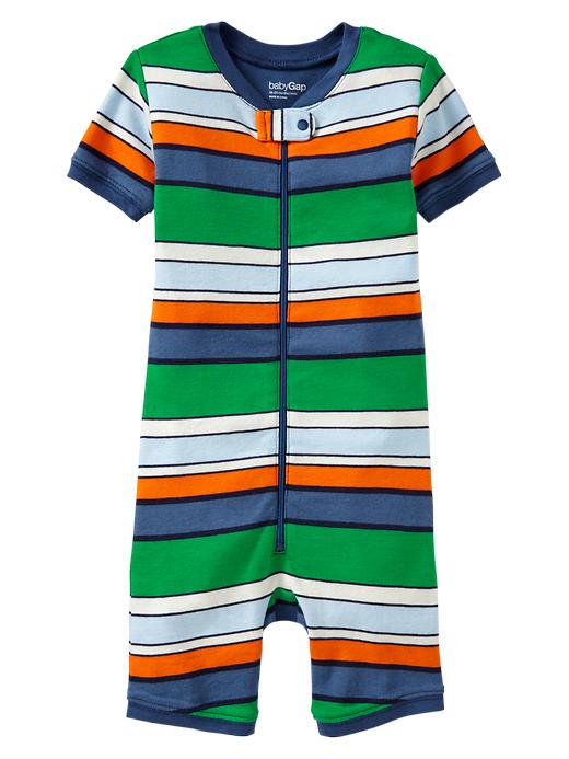 1 of 8 showing, with the color blade green of product Multi-stripe zip sleep romper