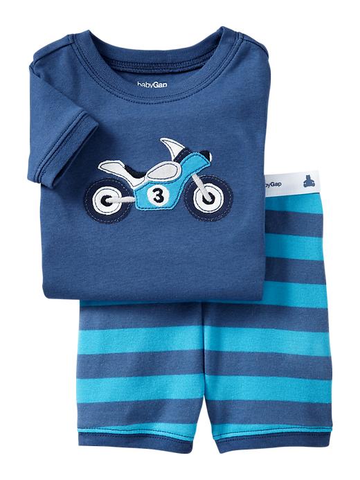 1 of 8 showing, with the color chrome blue of product Moto short sleep set