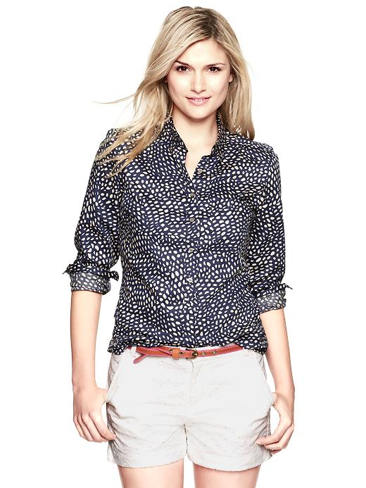 1 of 8 showing, with the color navy print of product New tailored print shirt